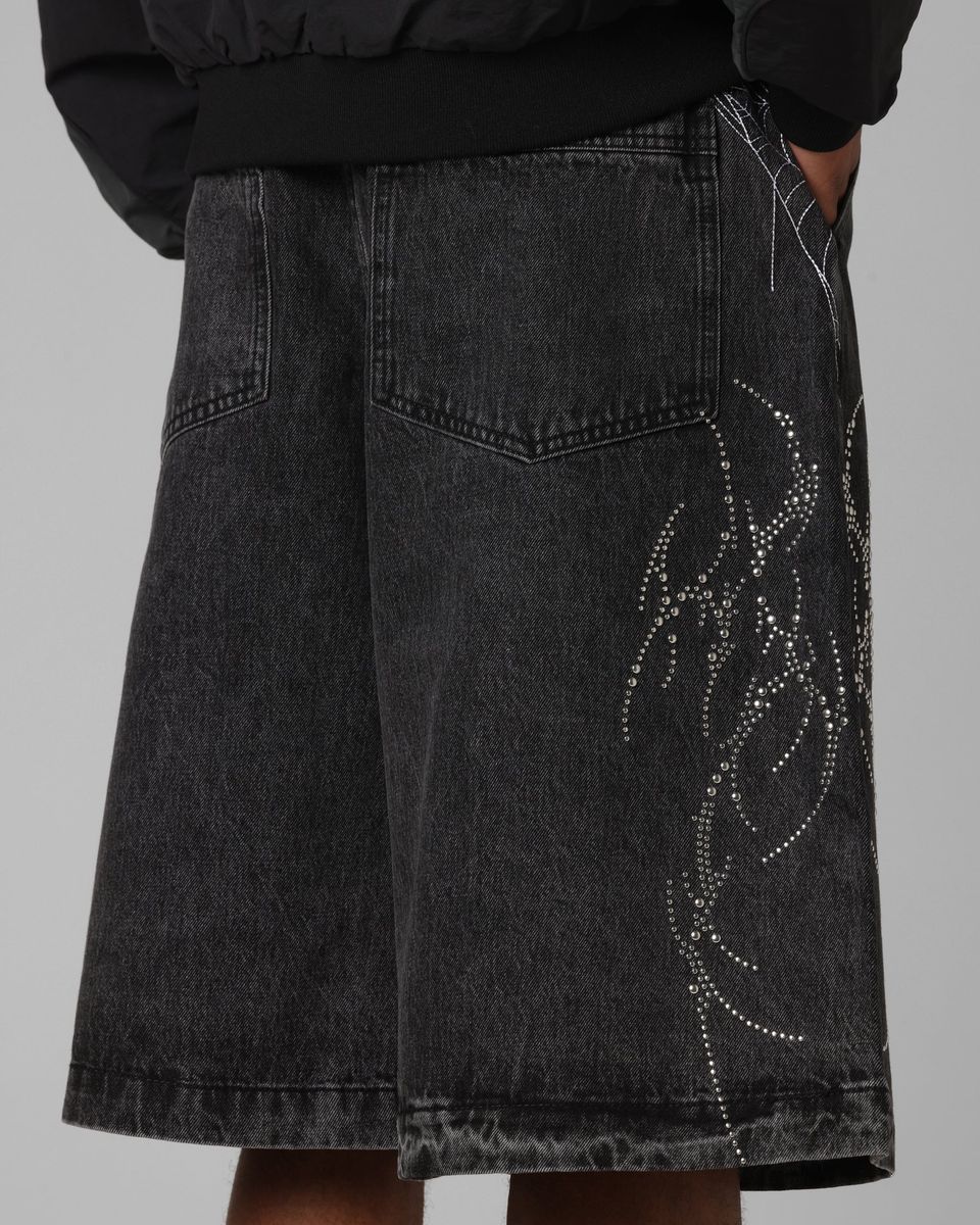 Loiter Goth Clique Jorts Black