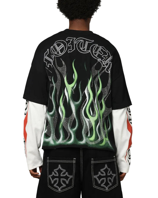 Loiter Inferno Layered Long Sleeve Tee Black