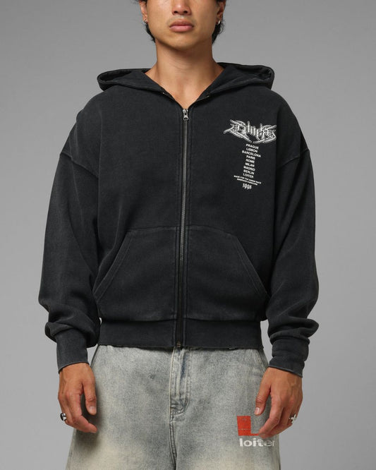 Loiter Waffle Zip Up Hoodie Black