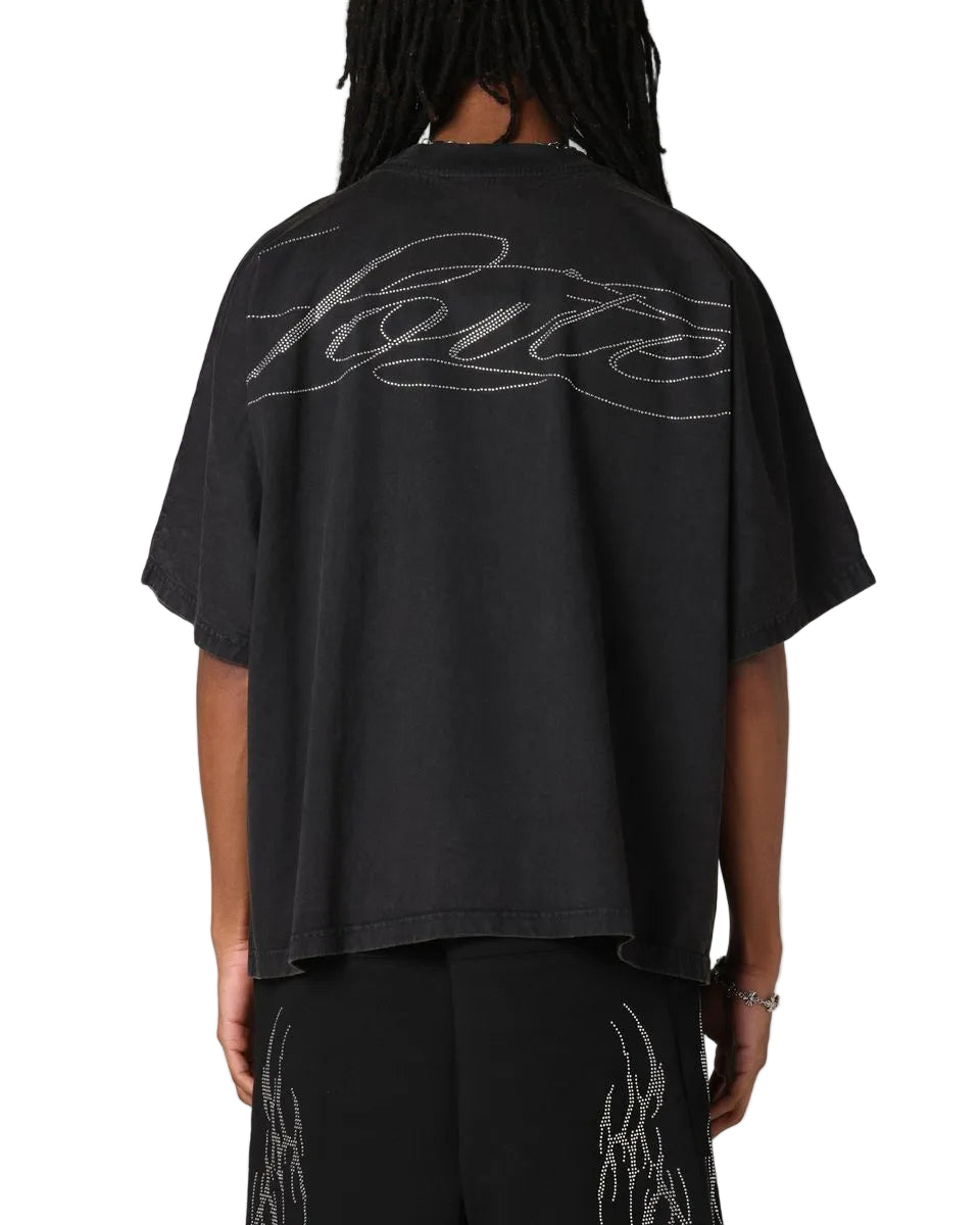 Loiter Opaque Rhinestone Tee Black