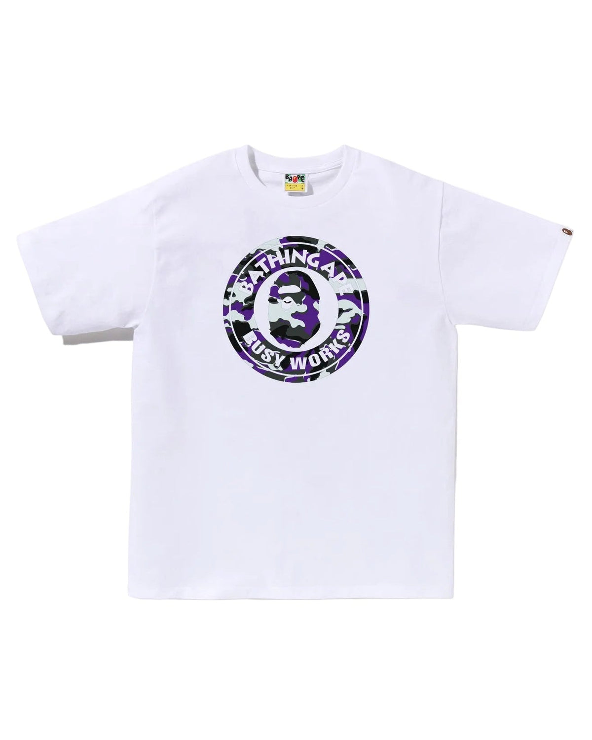 BAPE Glitch Woodland Camo Busy Works Tee White
