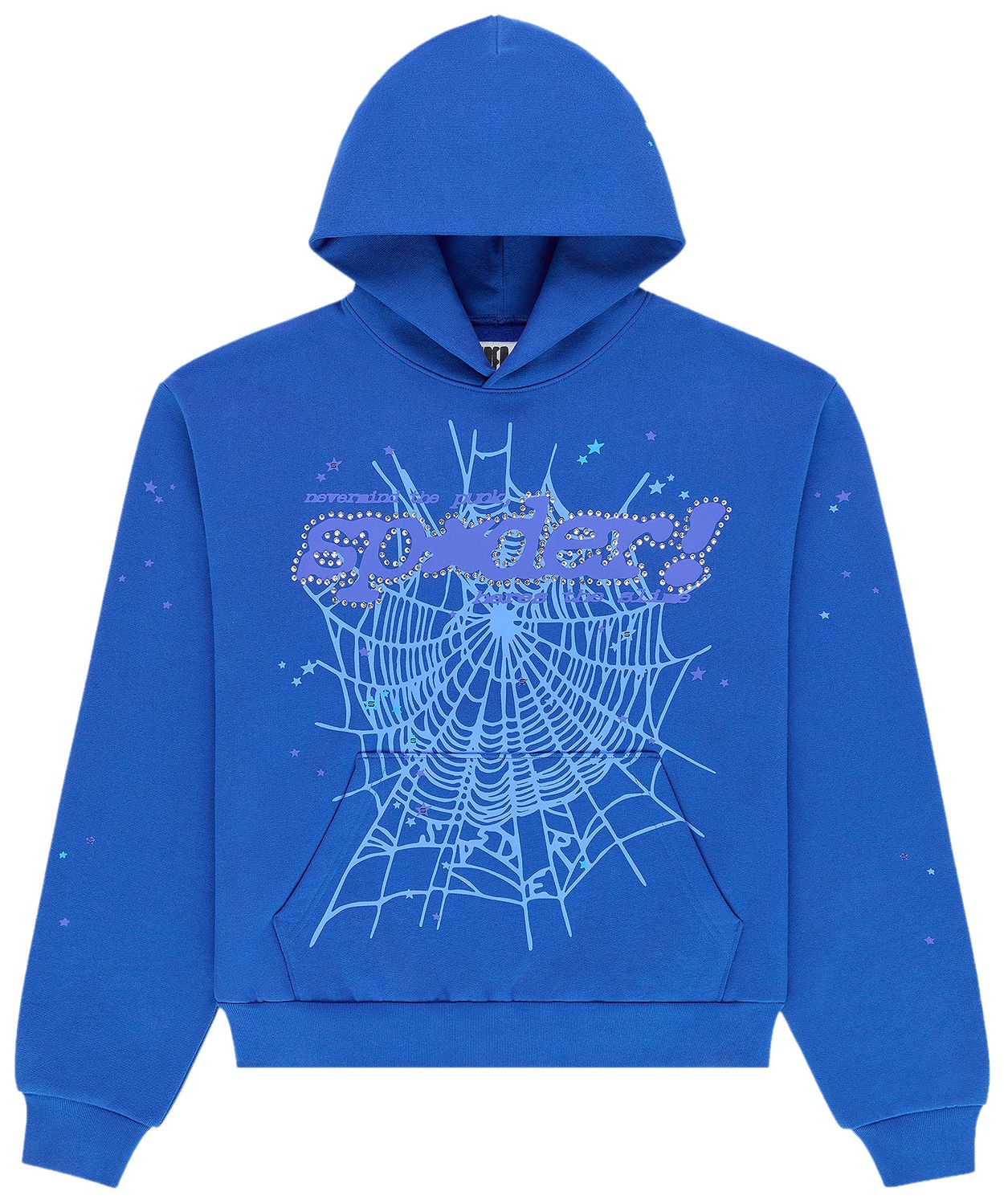Sp5der Rhinestone Punk V2 Hoodie Blue