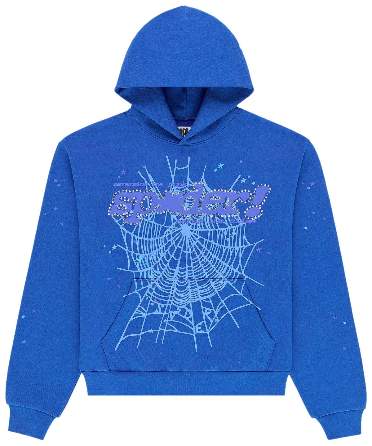 Sp5der Rhinestone Punk V2 Hoodie Blue