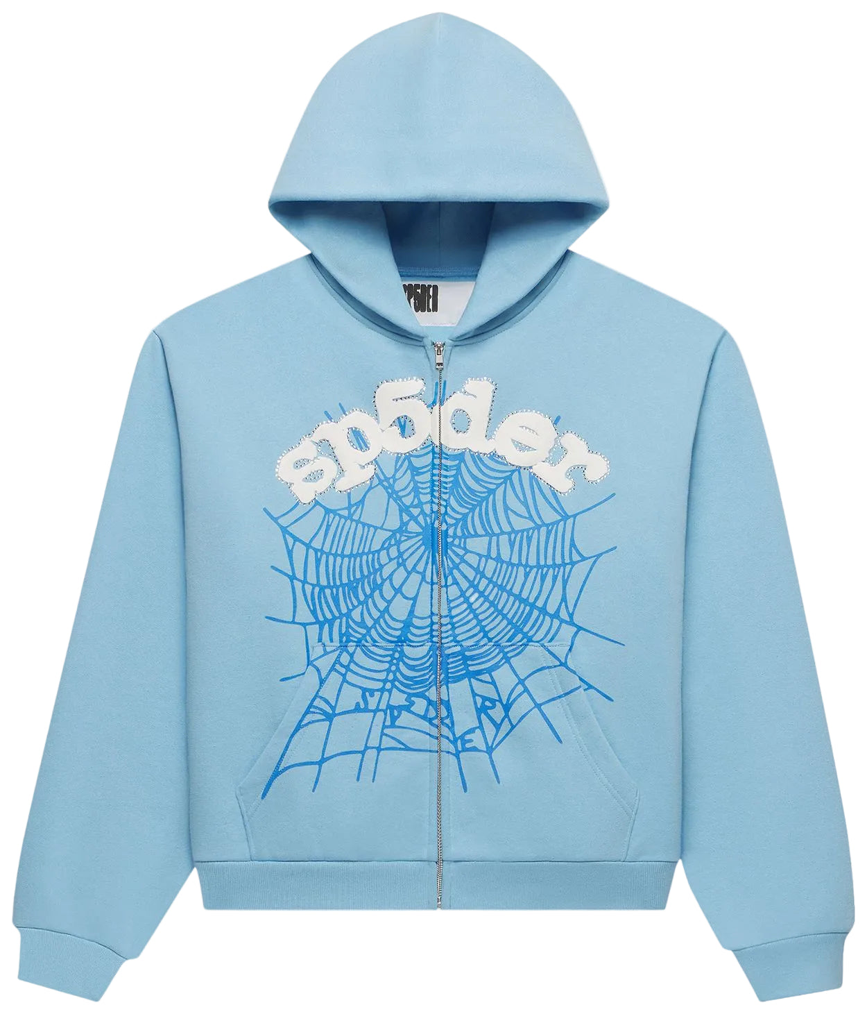 Sp5der OG Web Zip Up Hoodie Sky Blue