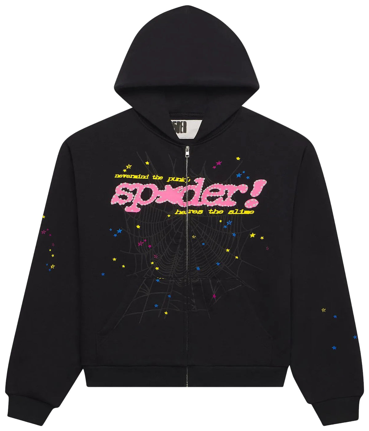 Sp5der Punk V2 Zip Up Hoodie Black