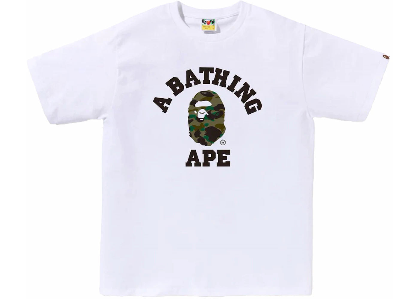 Bape 1st Camo College Tee White Green