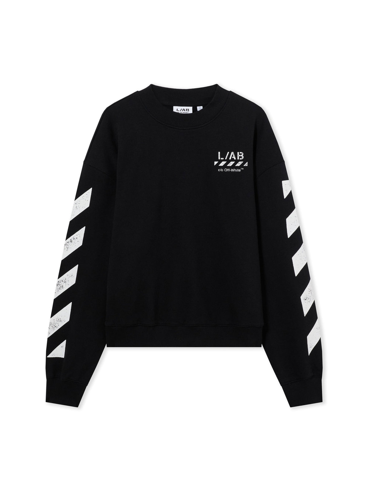 L/AB Off White Diag Crew Neck Black