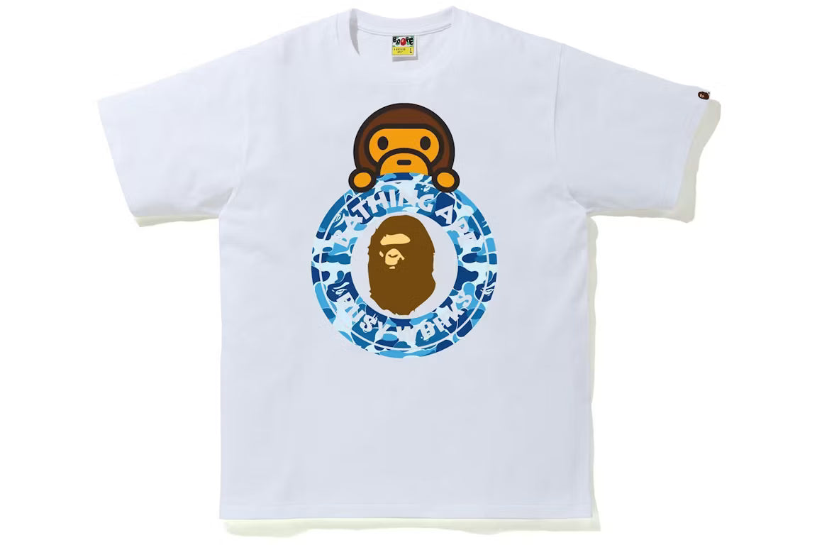 BAPE Color Camo Milo On Busy Works Tee White Blue