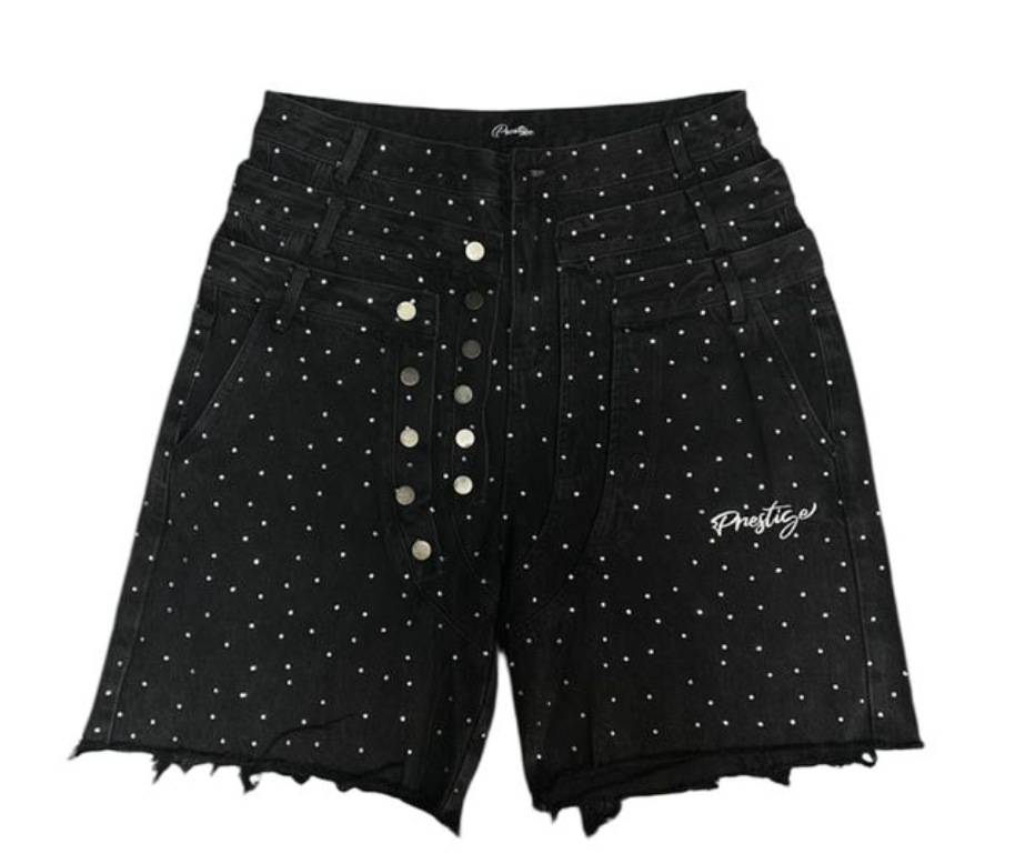 Prestige Co. Triple Waist Denim Shorts Black