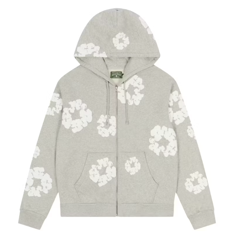 Denim Tears Cotton Wreath Zip Hoodie Grey