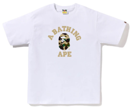 BAPE 1st Camo College Tee White Yellow