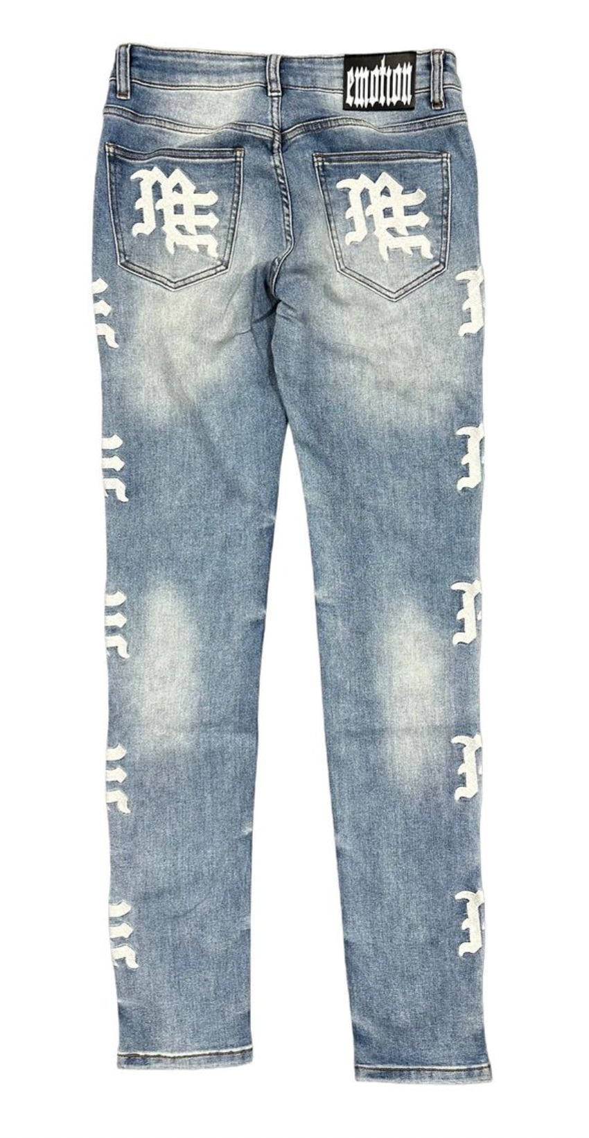 Mixed Emotion Monogram Blue Wash Jeans