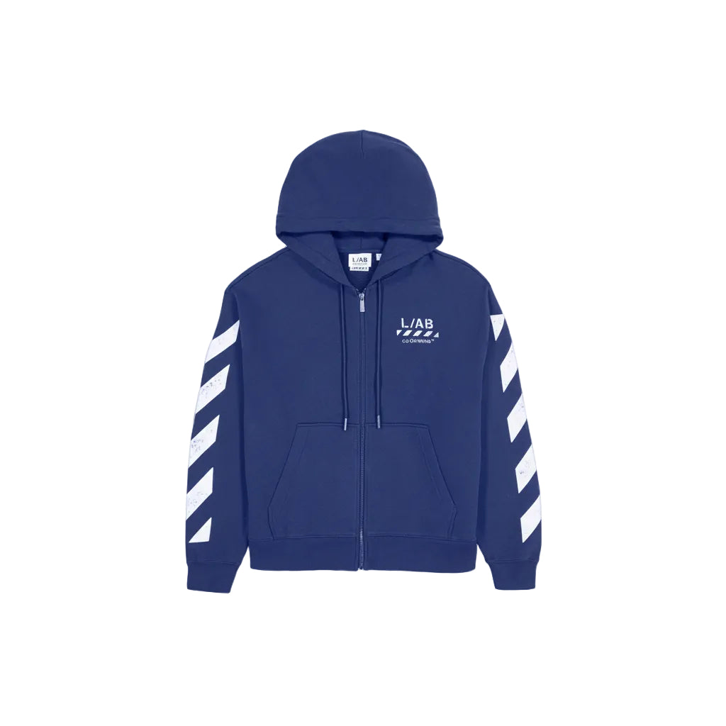 L/AB Off White Diag Zip Up Hoodie Marine