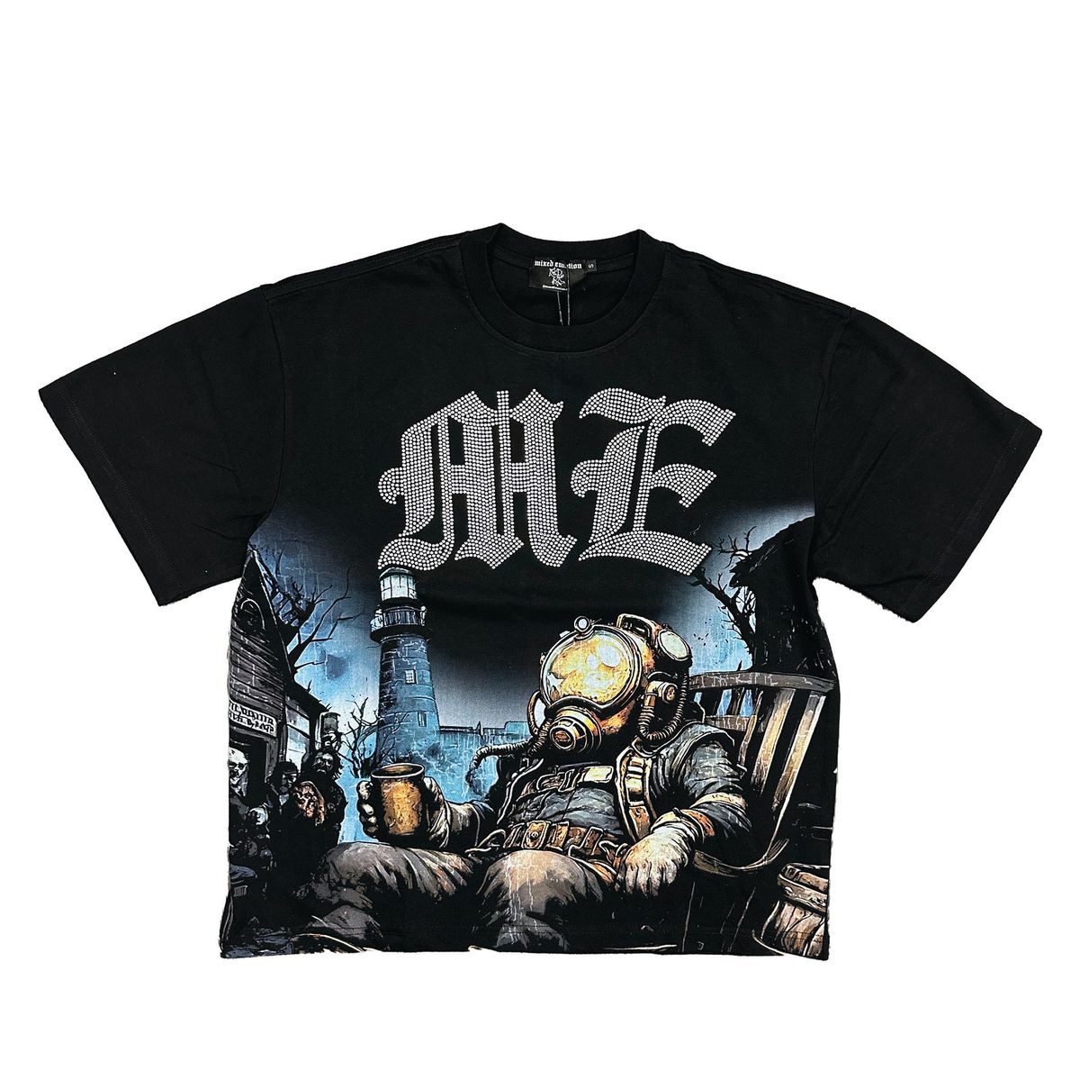 Mixed Emotion Astronaut Rhinestone Tee Black