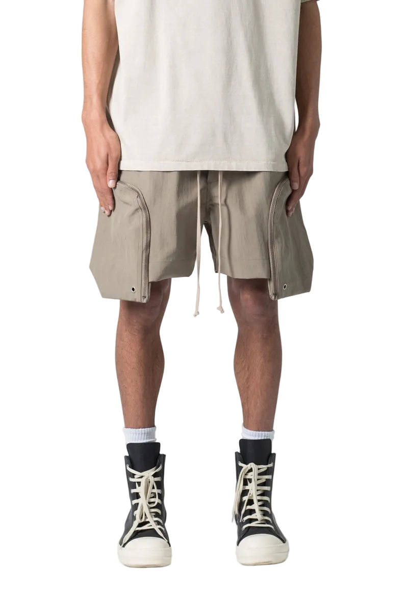 MNML LA Front Pocket Geo Shorts Light Olive