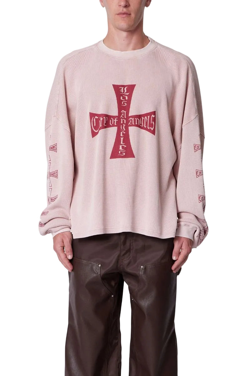 MNML LA Washed Thermal Long Sleeve Tee Faded Rose