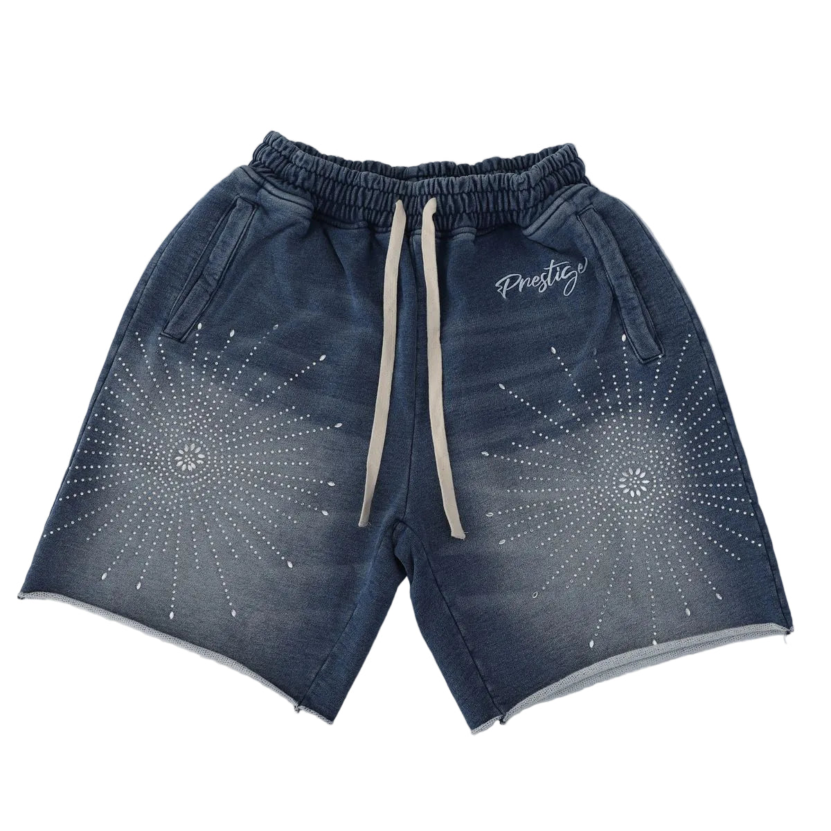 Prestige Co. Star Rhinestone Shorts Blue