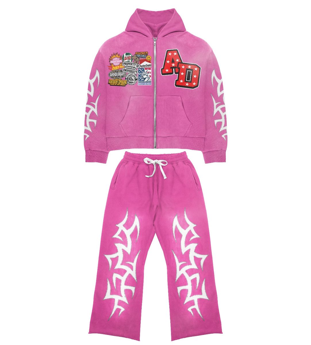 Awoken Dreams Pink Patchwork Sweatsuit