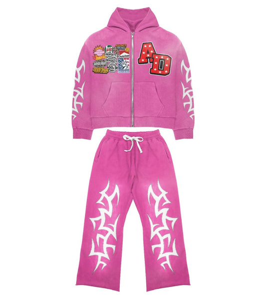 Awoken Dreams Pink Patchwork Sweatsuit