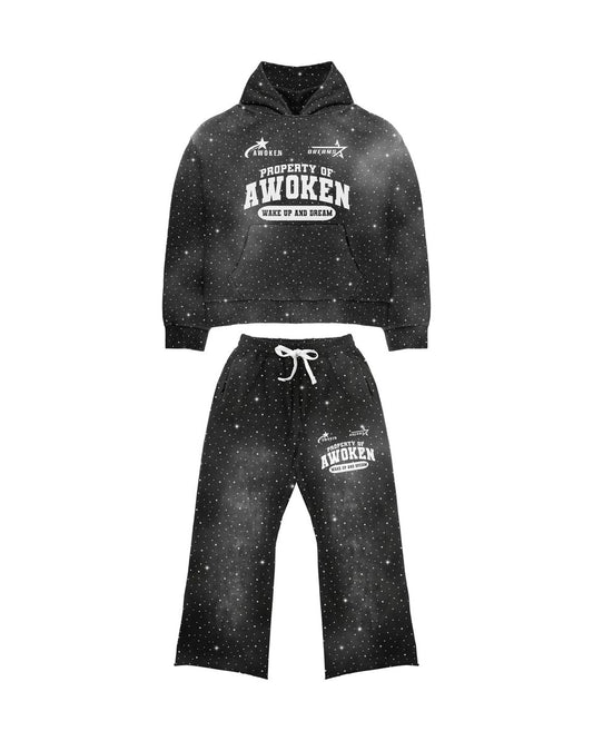 Awoken Dreams Black Rhinestone Sweatsuit