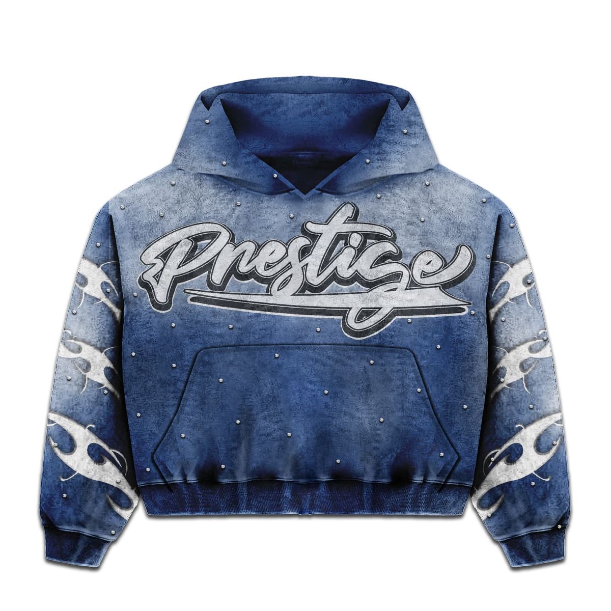 Prestige Co. Flames Hoodie Blue