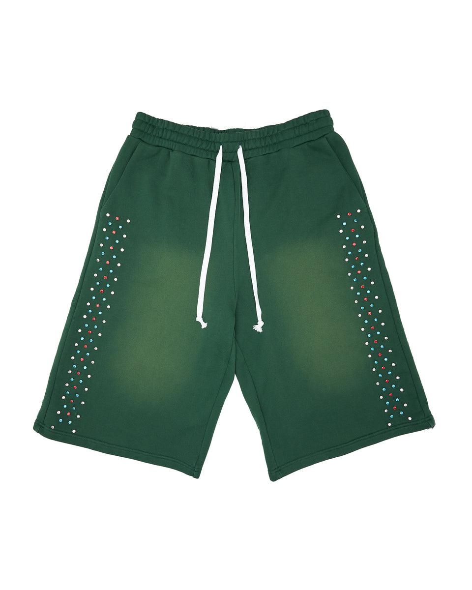 AZVA Hidden Crystal Sweat Shorts Green