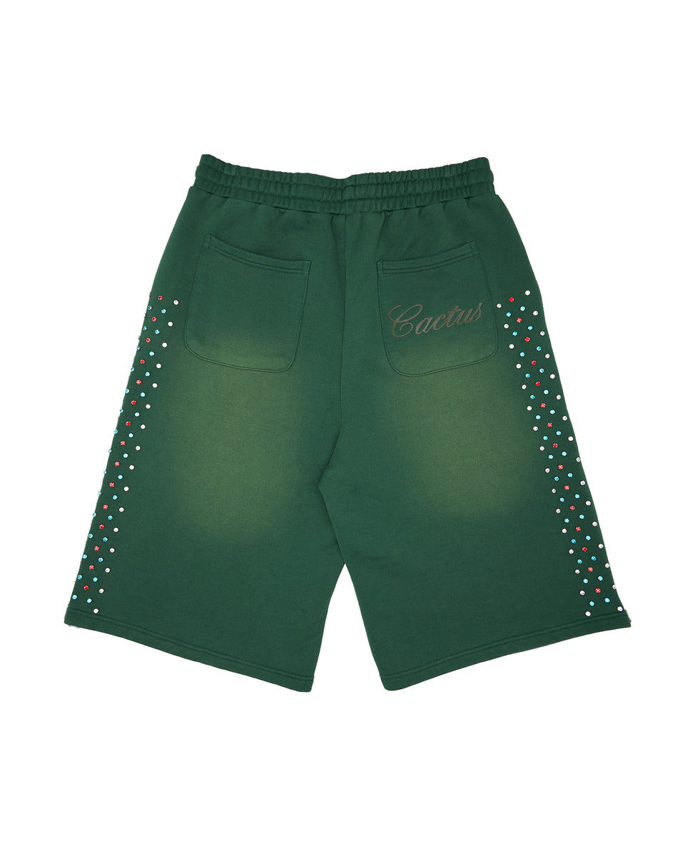 AZVA Hidden Crystal Sweat Shorts Green