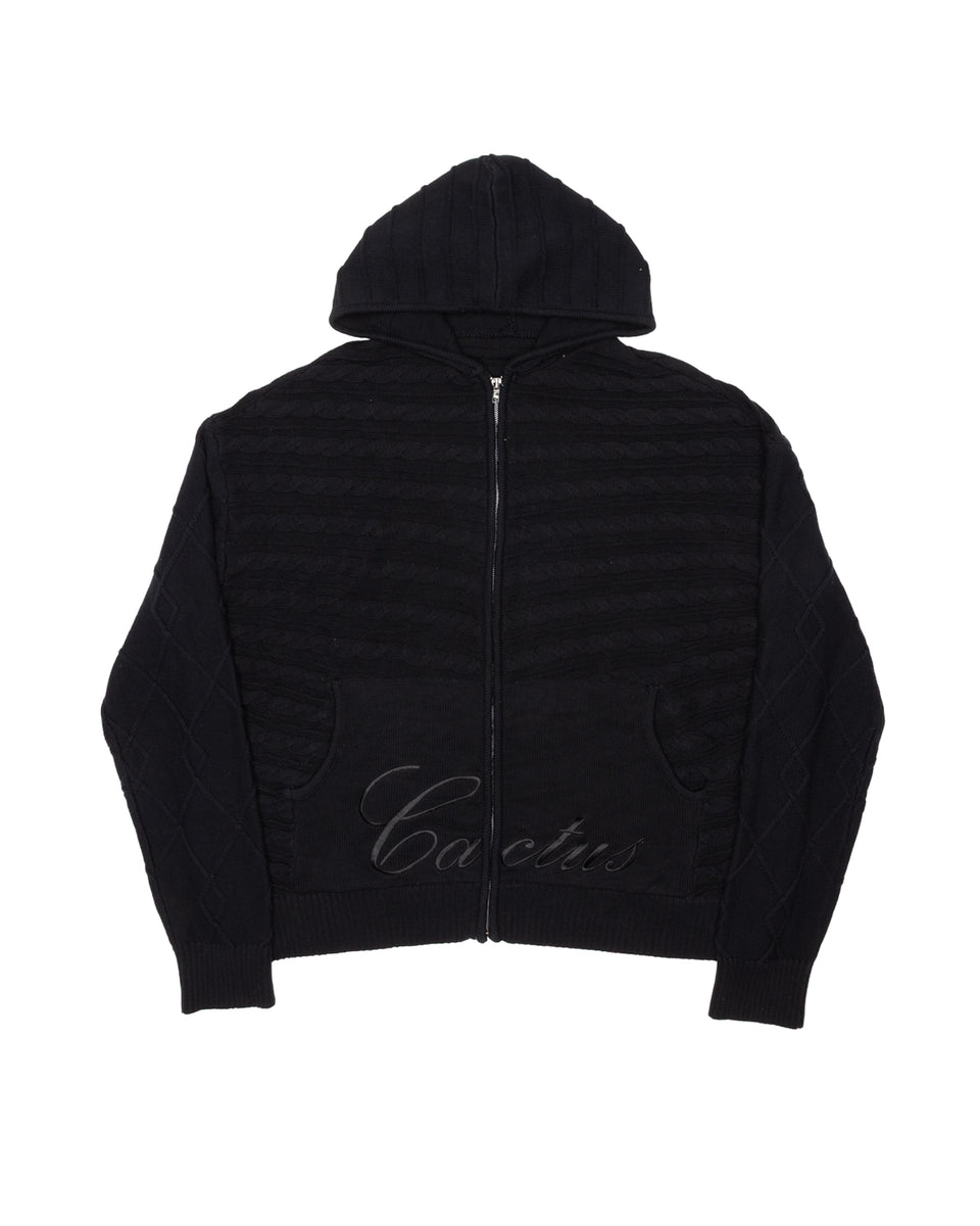 AZVA Chain Knit Hoodie Black