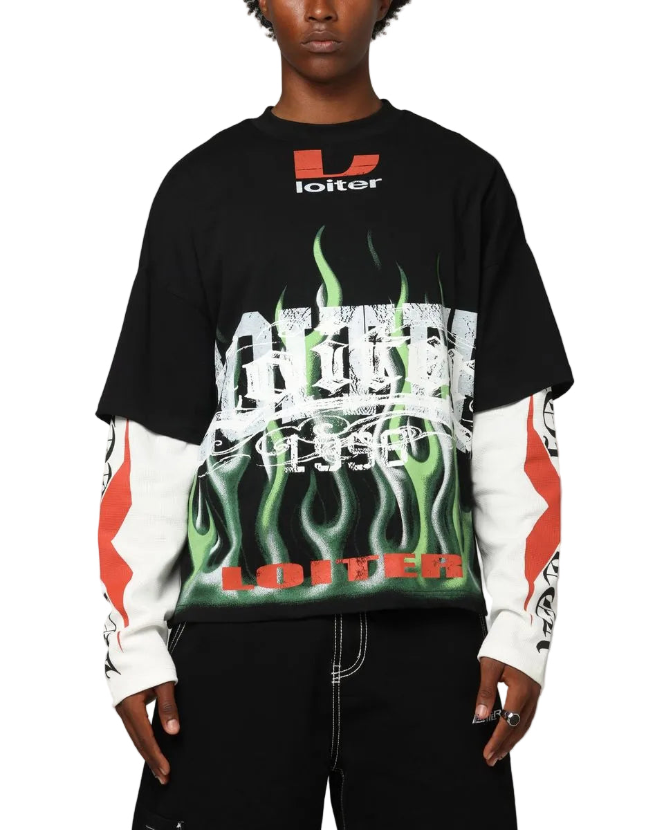 Loiter Inferno Layered Long Sleeve Tee Black