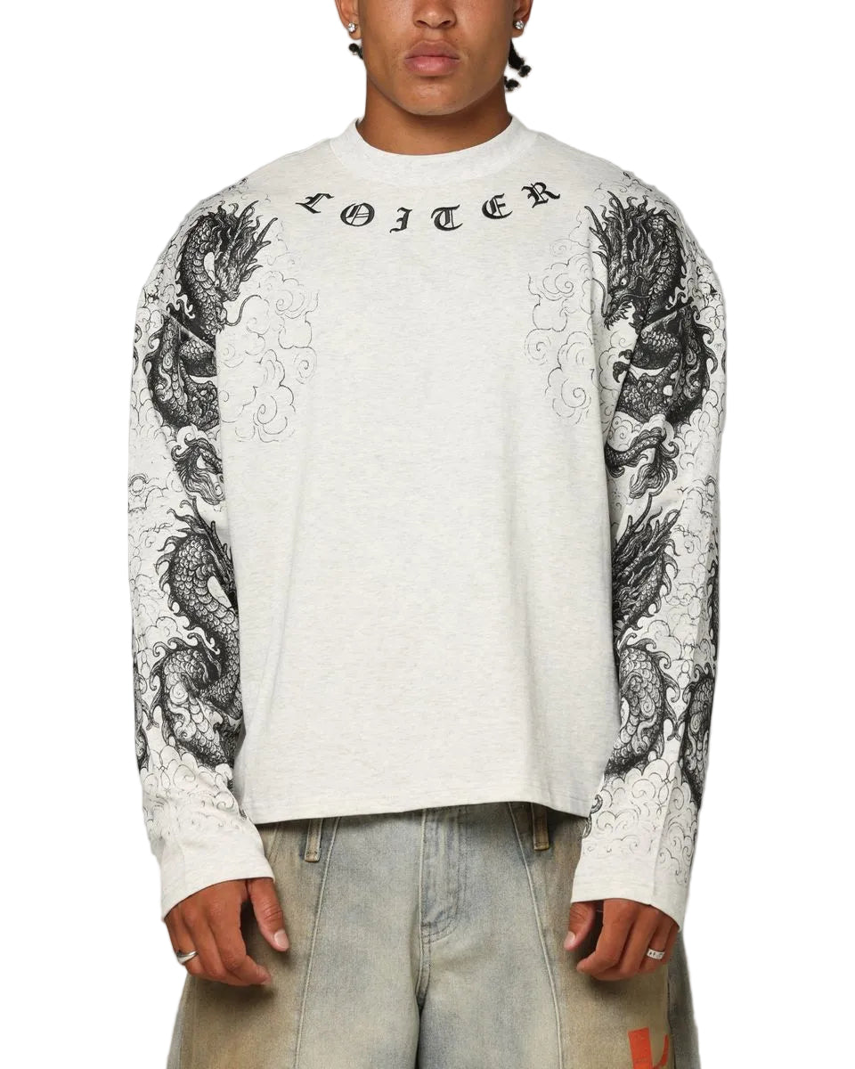Loiter Dragon Tattoo Long Sleeve Tee White