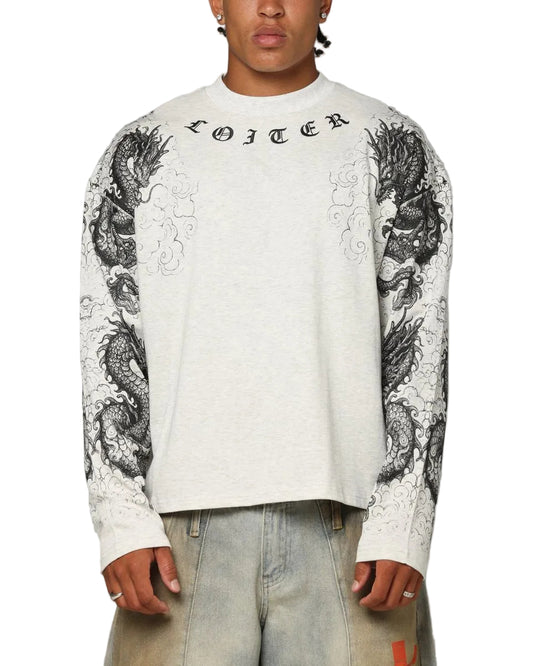Loiter Dragon Tattoo Long Sleeve Tee White