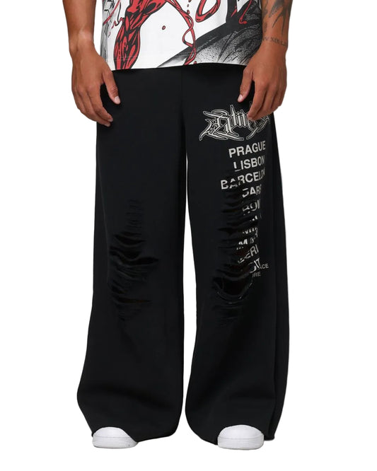 Loiter Destruct Sweatpants Washed Black