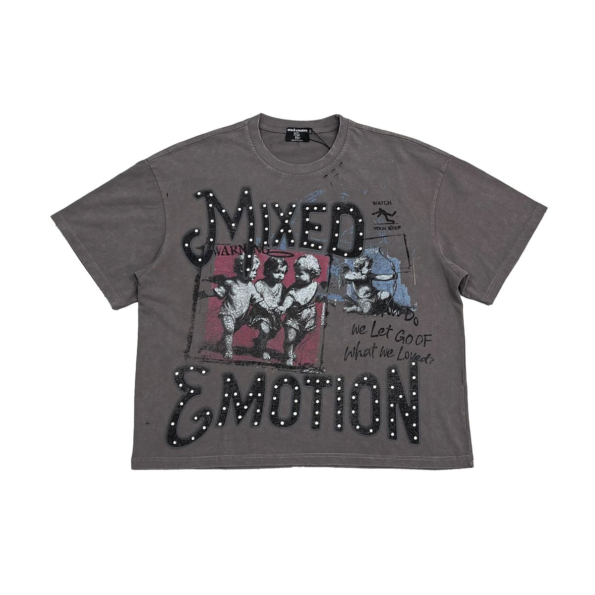 Mixed Emotion Friends Tee Taupe Grey