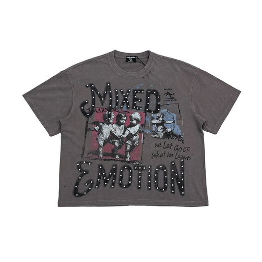 Mixed Emotion Friends Tee Taupe Grey
