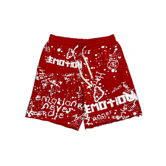 Mixed Emotion Red Graffiti Shorts
