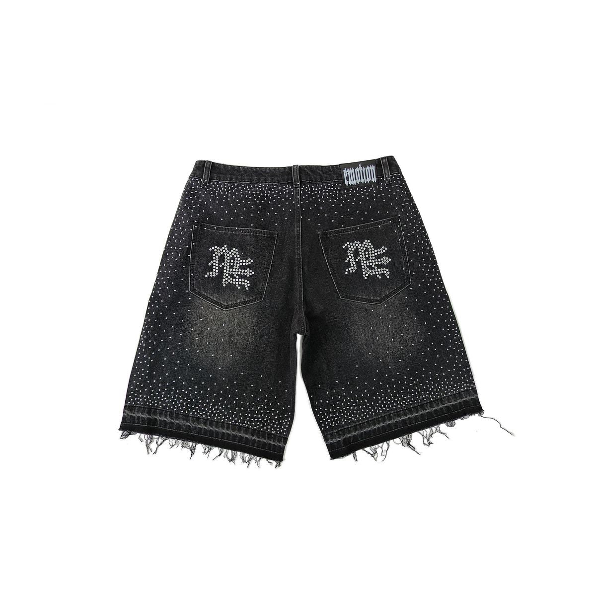 Mixed Emotion Rhinestone Denim Shorts Black