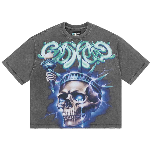 Godspeed Liberty Tears Tee Grey Wash