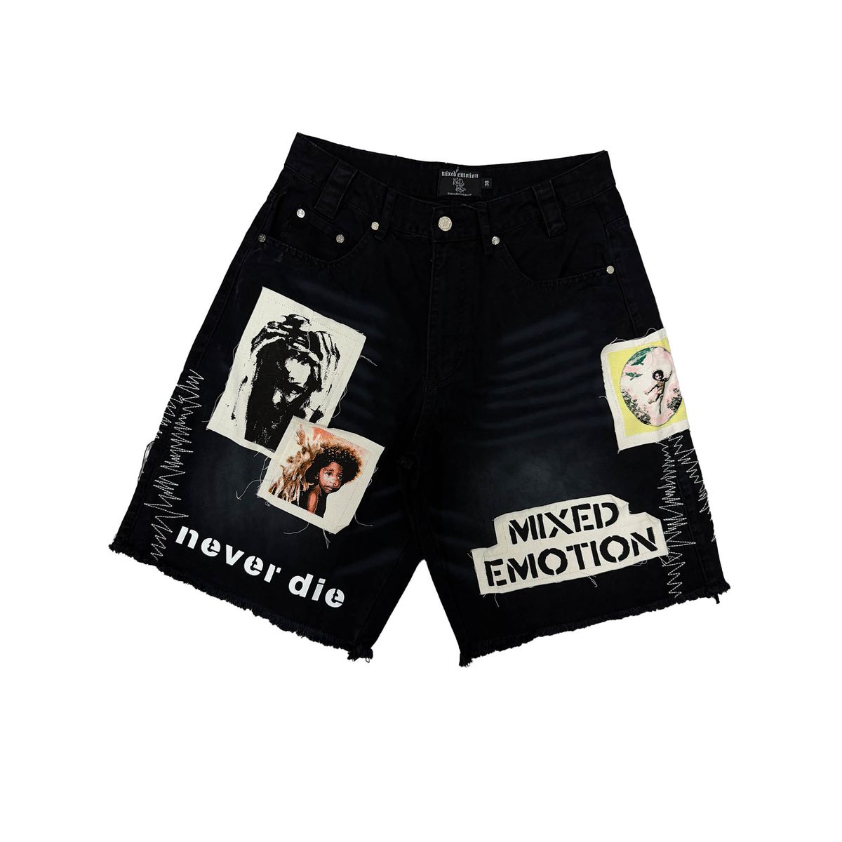 Mixed Emotion Chaos Carpenter Denim Shorts Black
