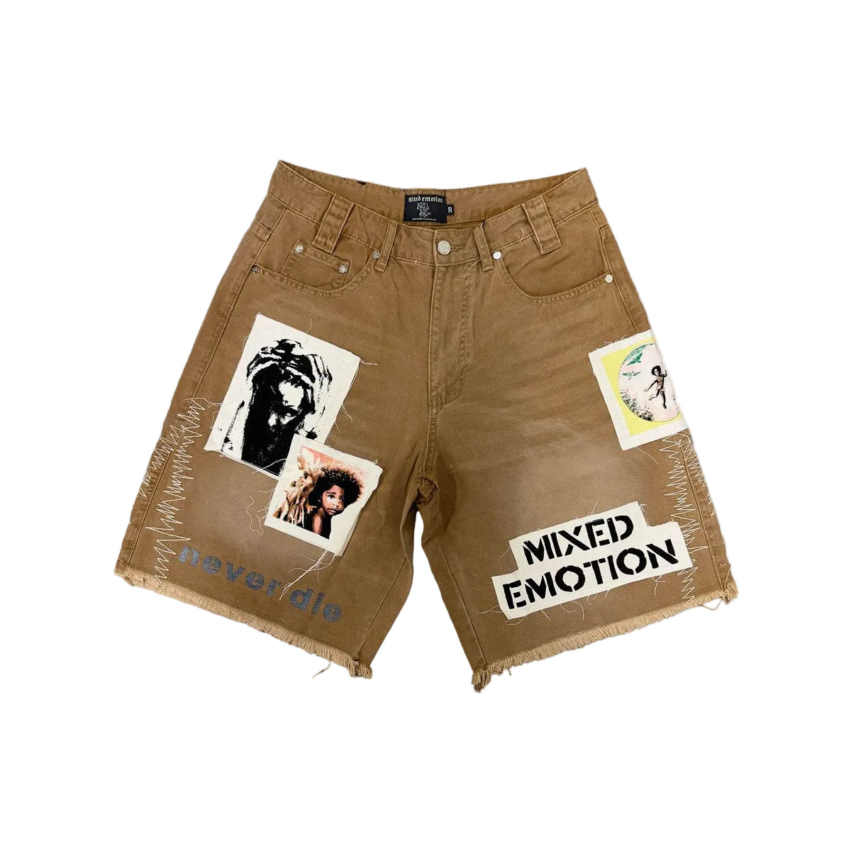 Mixed Emotion Chaos Carpenter Denim Shorts Brown