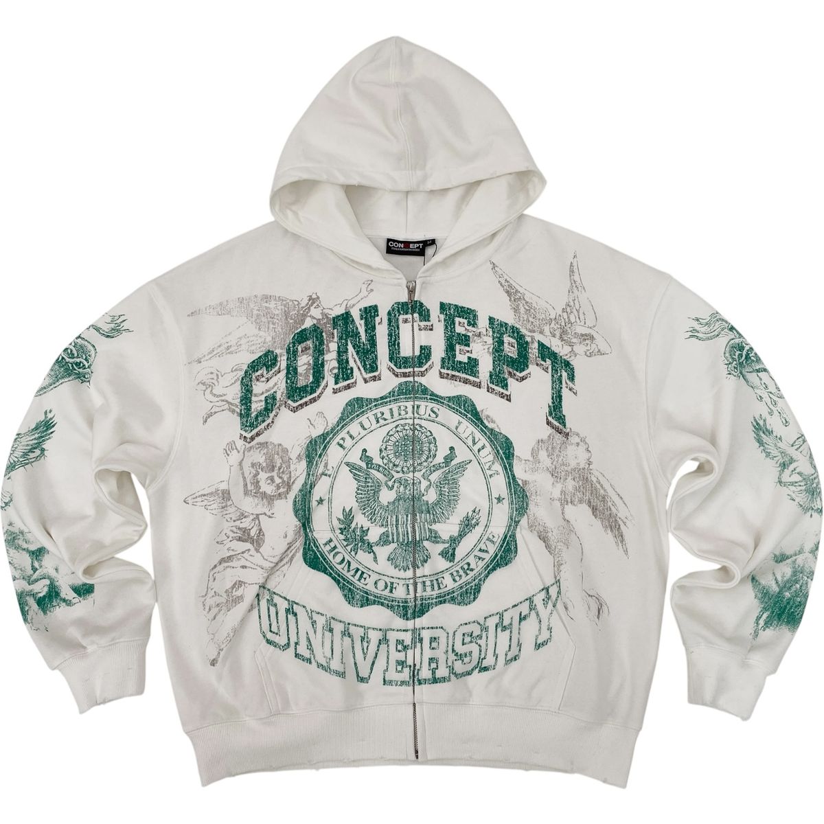Concept University Zip Up Hoodie White