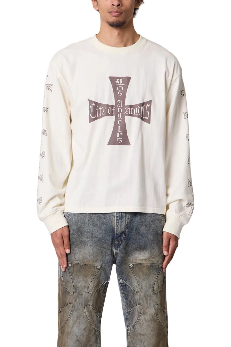 MNML LA Washed Long Sleeve Tee Off White