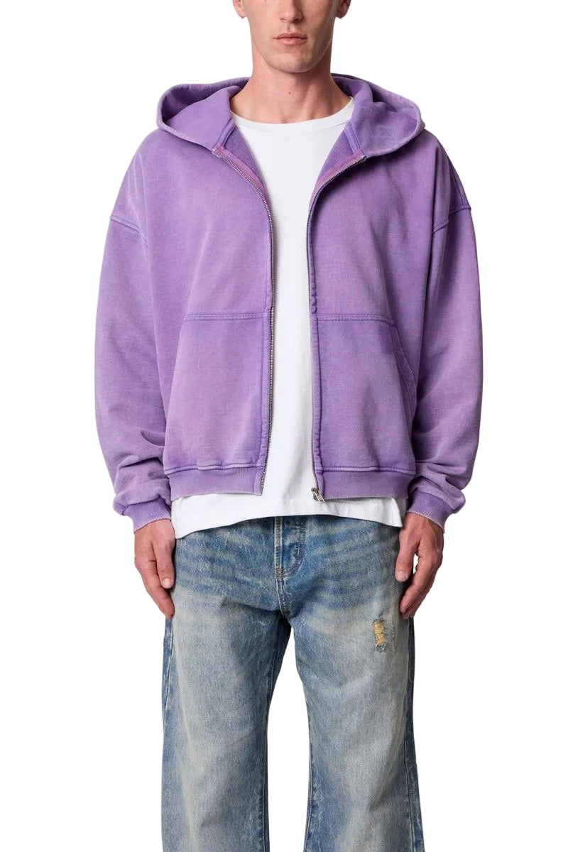 MNML LA Vintage Washed Zip Up Hoodie Purple