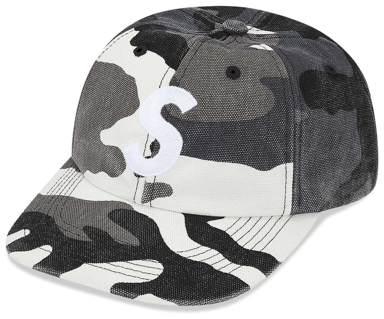 Supreme Canvas S Logo Hat Snow Camo