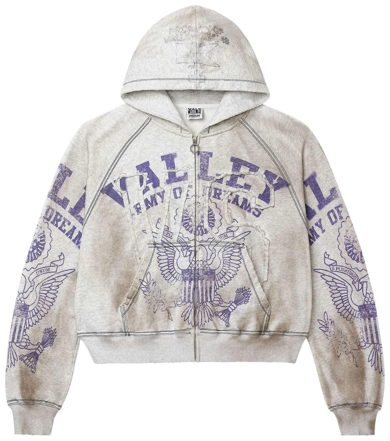 VALE Forever Army Zip Up Hoodie Grey