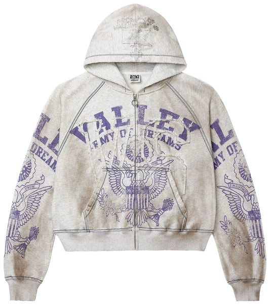 VALE Forever Army Zip Up Hoodie Grey