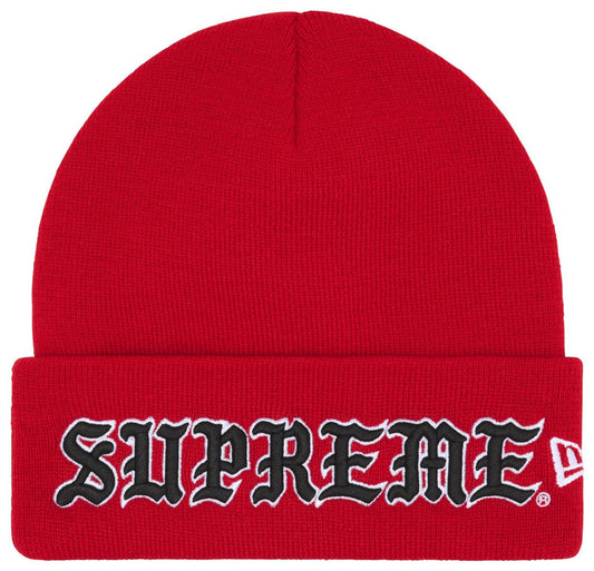 Supreme New Era Old English Beanie Red