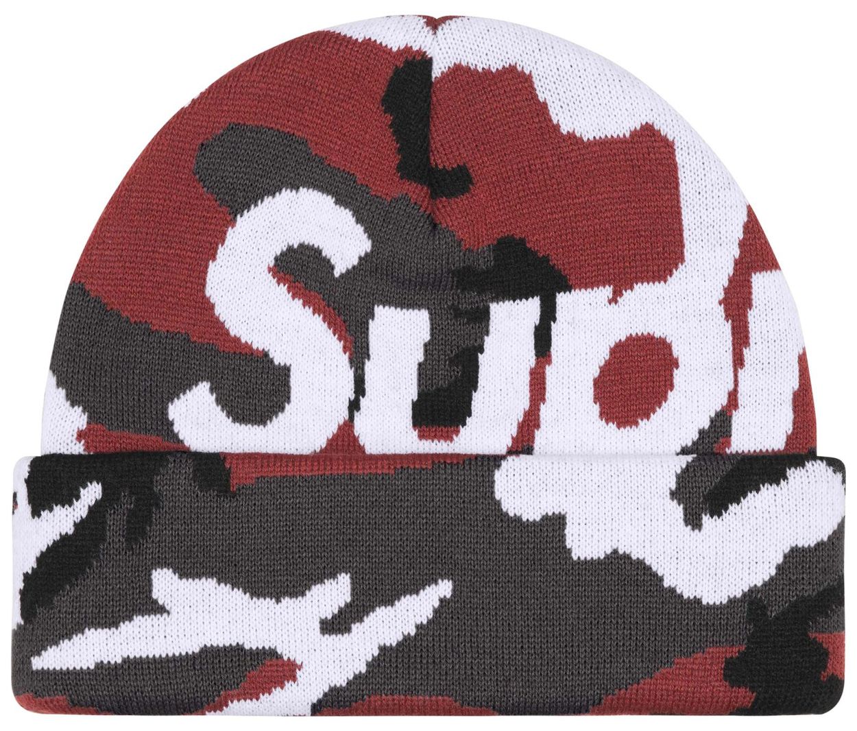 Supreme Camo Big Logo Beanie Red Camo
