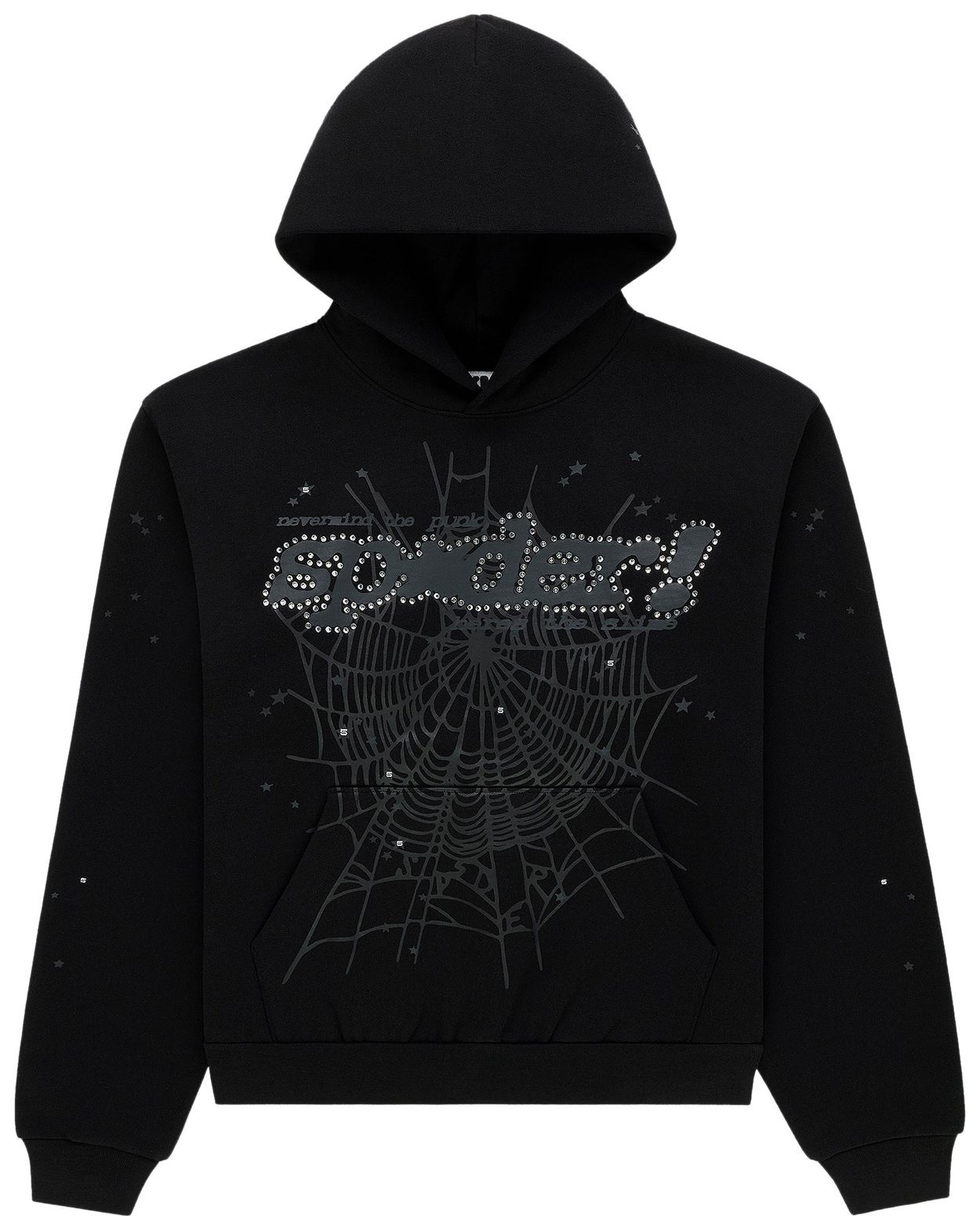 Sp5der Rhinestone Punk V2 Hoodie Black