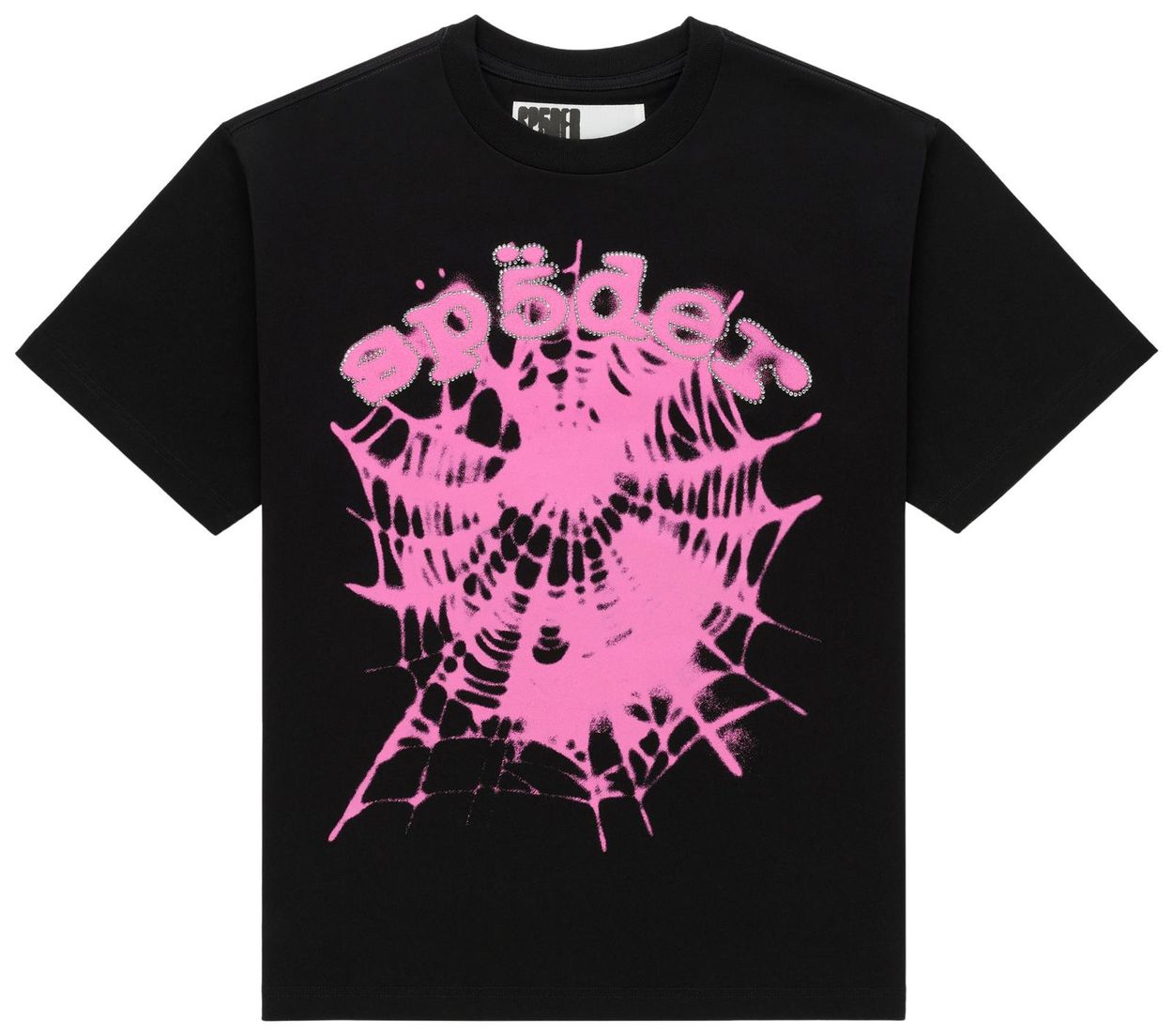 Sp5der Scattered OG Web V2 Tee Black Pink