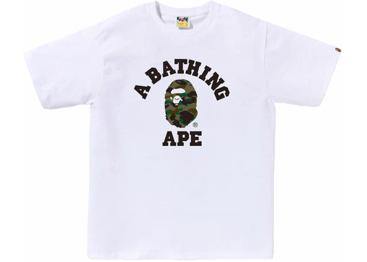 BAPE 1st Camo College Tee White Green